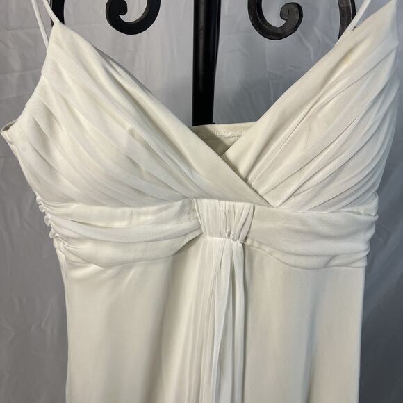 B. Smart 13/14 Ivory Chiffon Long Formal Gown Empire Waist Ruched Bust - Picture 3 of 14